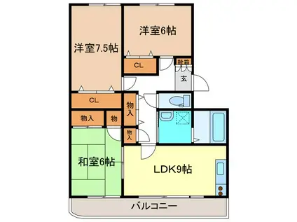 ガーデンテラス大日方B棟(3LDK/2階)の間取り写真