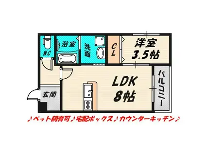 グランイニシオ都島(1LDK/4階)の間取り写真