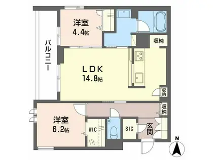 AVANCE東草深イースト(2LDK/1階)の間取り写真