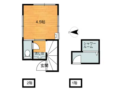 第2平坂荘(1K/2階)の間取り写真