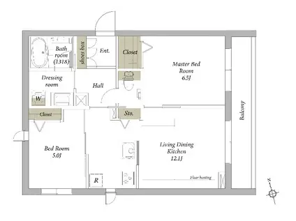 ジ クロスポイント(2LDK/3階)の間取り写真