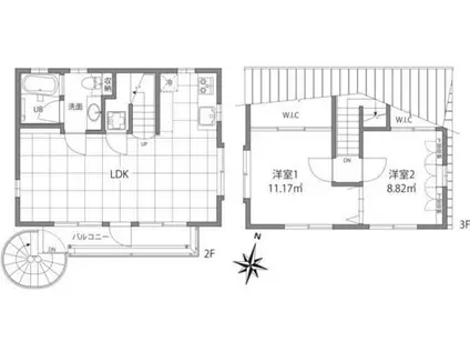 STUDIO仙川(2LDK/2階)の間取り写真