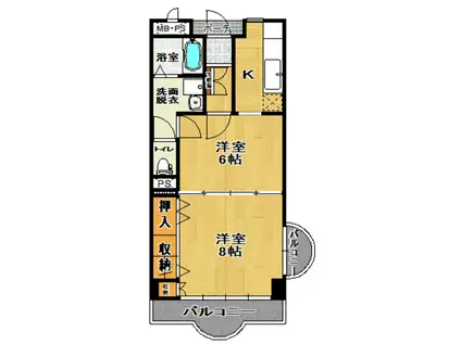 NOVA白亜(2K/4階)の間取り写真