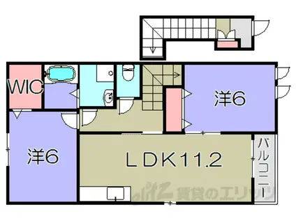 クレール聖徳B(2LDK/2階)の間取り写真