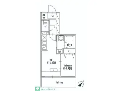 GRANPASEO押上II(1DK/2階)の間取り写真