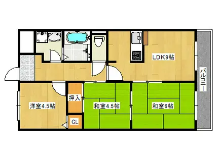 サンプラザ神楽(3LDK/4階)の間取り写真