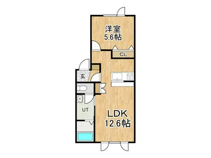 NOIR II(1LDK/1階)の間取り写真