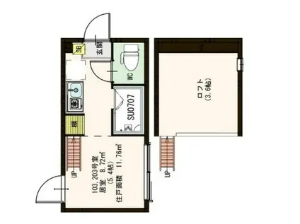 アヴァン中野(ワンルーム/2階)の間取り写真