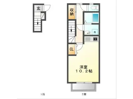 クレシタ神ノ輪(ワンルーム/2階)の間取り写真