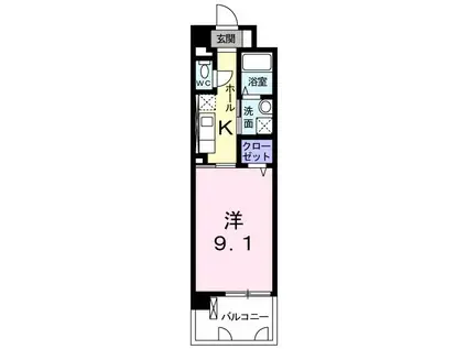 シュペリエル(1K/2階)の間取り写真