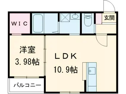 エクスヴィータ新入(1LDK/2階)の間取り写真