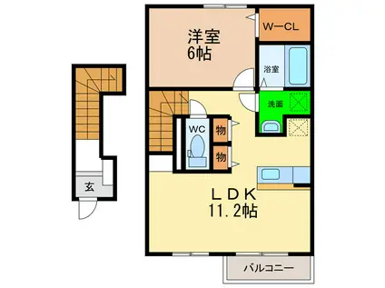 グラン ベルジュA・B(1LDK/2階)の間取り写真