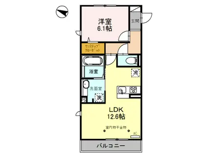 ロイジェントパークスレイクタウンD(1LDK/2階)の間取り写真