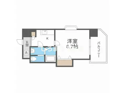 LUXEドーム前I(1K/2階)の間取り写真