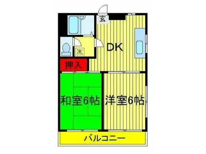 ドフィーヌときわ平II(2DK/2階)の間取り写真