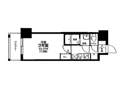 ビガーポリス400ヴァンヴェール天神橋(1K/7階)の間取り写真