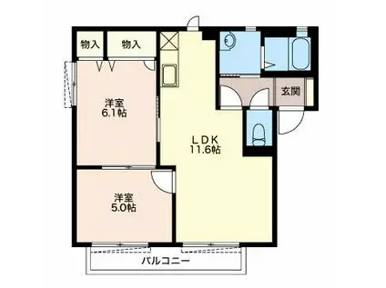 パティオ萩(2LDK/1階)の間取り写真