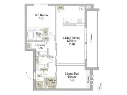 RELAFORT中野富士見町(2LDK/3階)の間取り写真