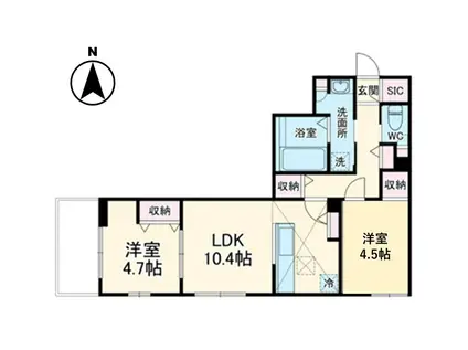 シャルール金沢文庫(2LDK/3階)の間取り写真