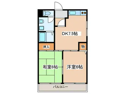 サニーハイツヒラツカ(2DK/2階)の間取り写真