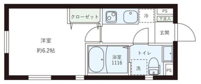 レピュア目黒本町レジデンス(1K/2階)の間取り写真