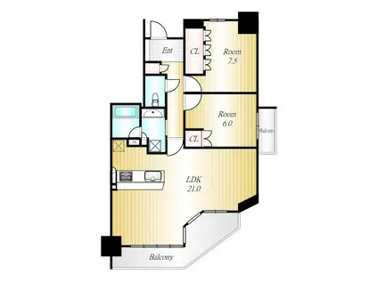 ローレルコート星が丘元町(2LDK/13階)の間取り写真