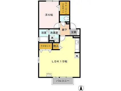 カーサ ベルデIII(1LDK/2階)の間取り写真