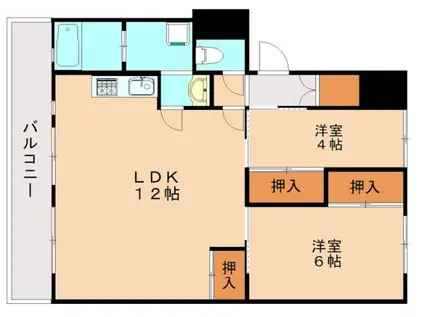サルヴァトーレ本城(2LDK/4階)の間取り写真