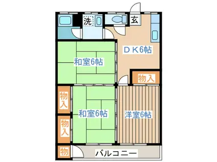 第一渡辺コーポ(3DK/2階)の間取り写真