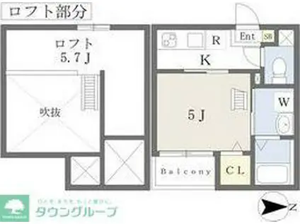 アンリュエ(1K/2階)の間取り写真