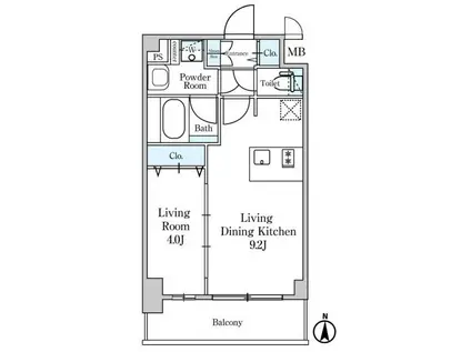 ディームス東陽町II(1LDK/4階)の間取り写真