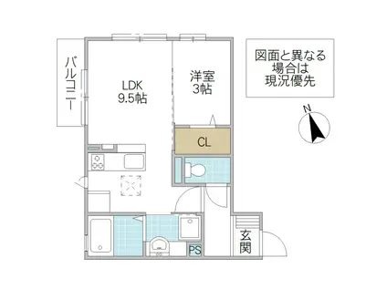 リ・シエル(1LDK/1階)の間取り写真