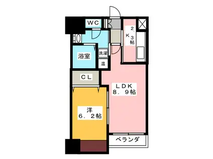 LAUREL COURT 常盤(1LDK/2階)の間取り写真