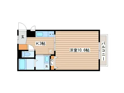 メゾンバレーヌ(1K/3階)の間取り写真