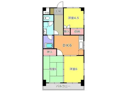 浜中ビル(3DK/2階)の間取り写真