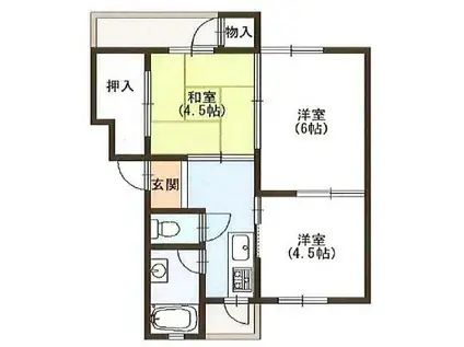 ISE伊勢綾園7605(3K/1階)の間取り写真
