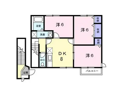 ベル・アルカンシエルI(3DK/2階)の間取り写真