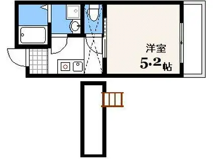 TOWN HOUSE 鶴江(1K/2階)の間取り写真
