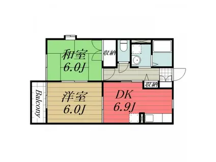 ボナール(2DK/2階)の間取り写真