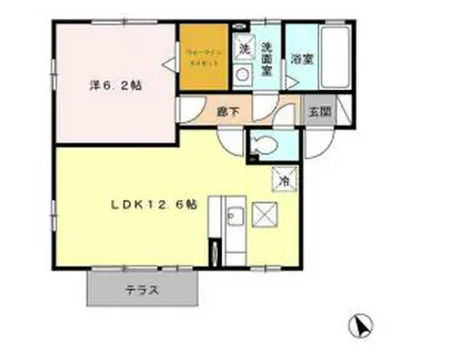 フレスカII(1LDK/1階)の間取り写真