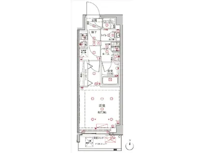 TERA HAUS(1LDK/6階)の間取り写真