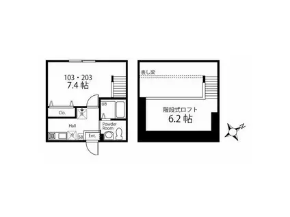 ハーミットクラブハウス鎌倉I(1K/2階)の間取り写真
