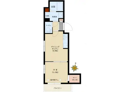 フェリシテ指ヶ谷(1DK/3階)の間取り写真