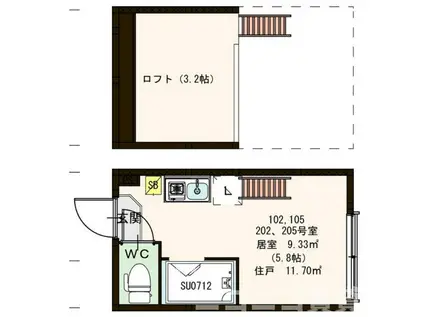 FORUTUNA桜上水(ワンルーム/1階)の間取り写真
