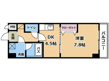 FELICIAうさぎ(1DK/2階)の間取り写真