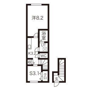 LEBEL DRIE(1SK/2階)の間取り写真