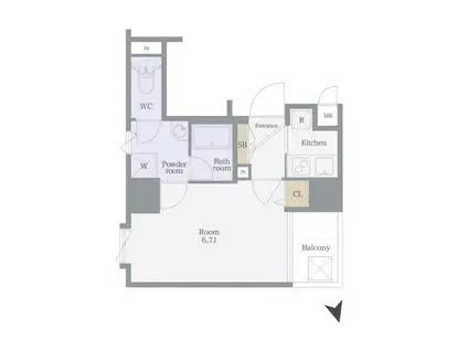 パレステュディオ御茶ノ水湯島駅前(1K/2階)の間取り写真