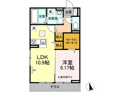 クッカケト(1LDK/1階)の間取り写真