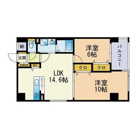 藤8番館(2LDK/8階)の間取り写真