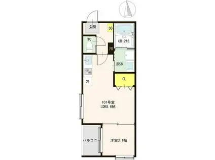 ARUCA RAUM(1LDK/3階)の間取り写真